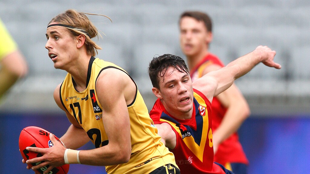 WA-v-SA_7_JeremySharp.jpg Runner Jeremy Sharp was Western Australia's best in its loss to South Australia. Picture: Michael Farnell/WAFC - AFL,Under-18s,Tag-Draft,Draft